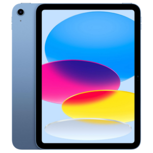 iPad 11 (2025) van voren en achteren, in de kleur blauw
